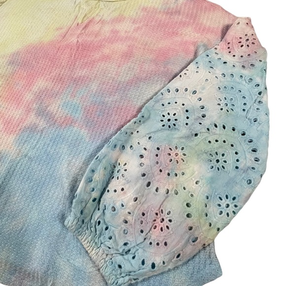 Chrysanthemum size medium pastel tie dye shirt, long lace like sleeves NEW - Picture 5 of 13